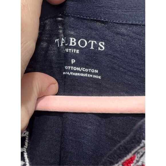 Talbots navy blue embroidered tee size P - Picture 4 of 8